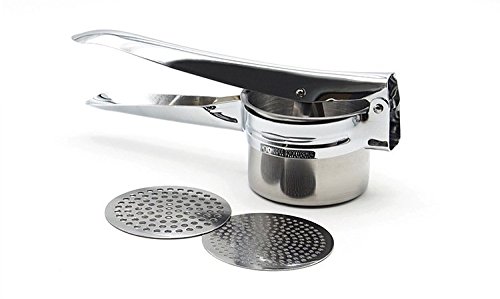 ELEOPTION Professional Stainless Steel Potato Ricer & Fruit Press - Soft Touch Black Handles - Perfect for Mashed Potatoes, Baby Food, and Fruit Juicing - Ideal for Home Kitchens and Restaurants