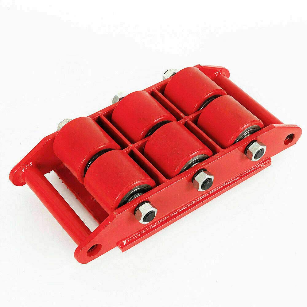 8T/17,600 lbs Heavy Duty Machinery Mover with 360° Rotation & Steel Rollers - Industrial Dolly Skate for Workshop, Warehouse & Factory Equipment Moving - Red CNCEST Cargo Trolley with Built-in Handle