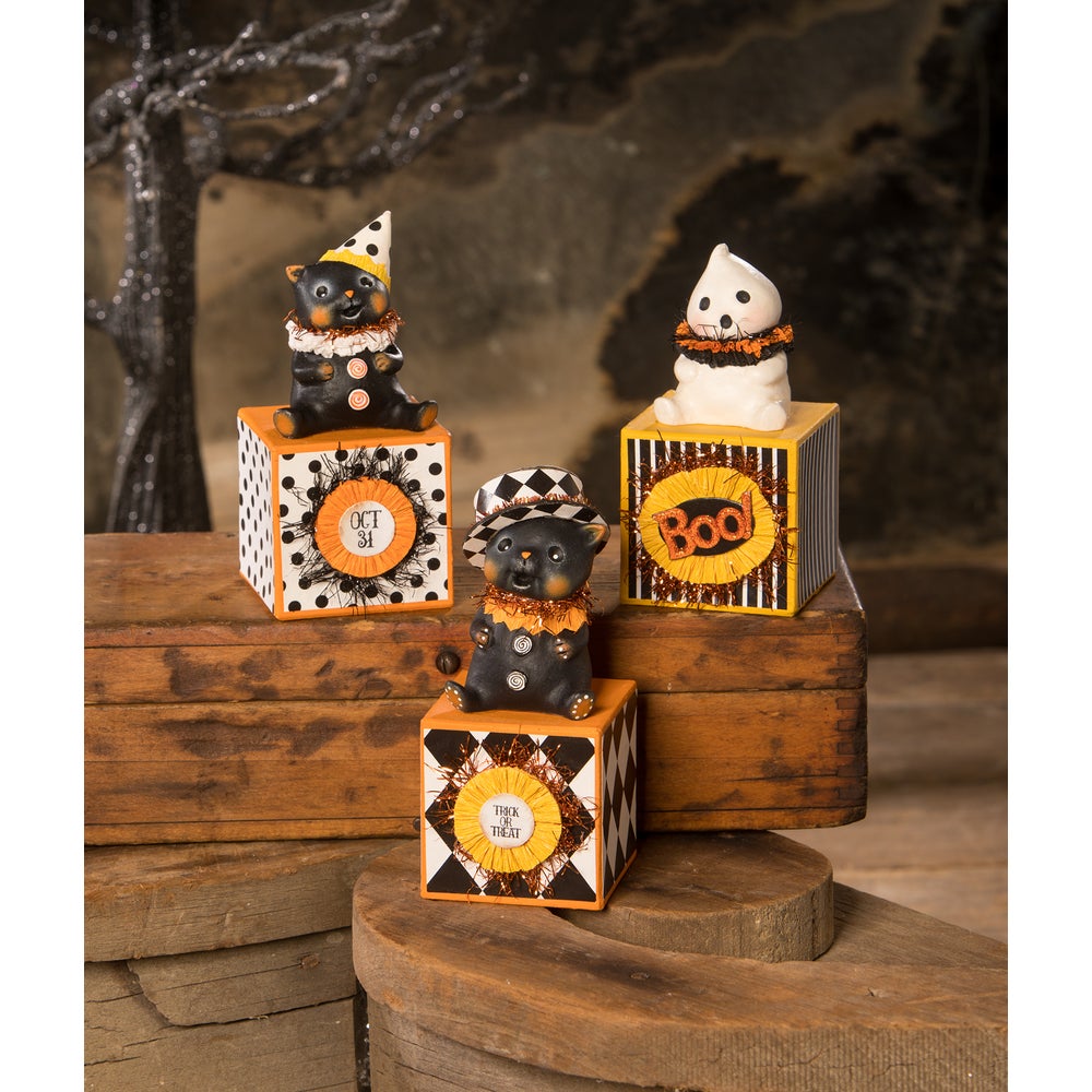 Boo on Block Halloween Decor by Bethany Lowe Designs - Spooky Home Decor for Porch, Yard & Party Decoration