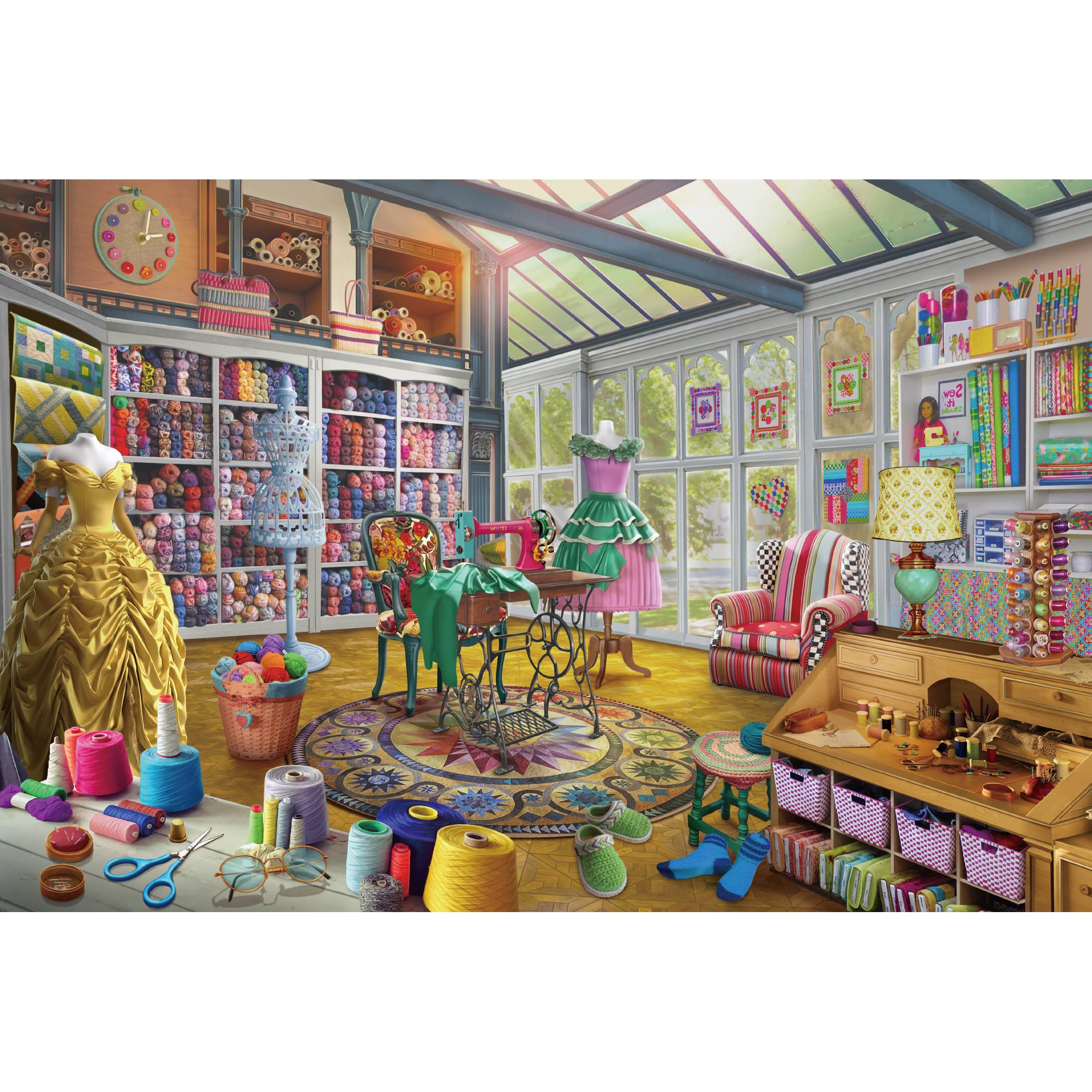 Lavievert 1000 Piece Wooden Jigsaw Puzzle for Adults & Kids - Sewing Room Theme - Challenging Family Board Game for Home Decor & Relaxation