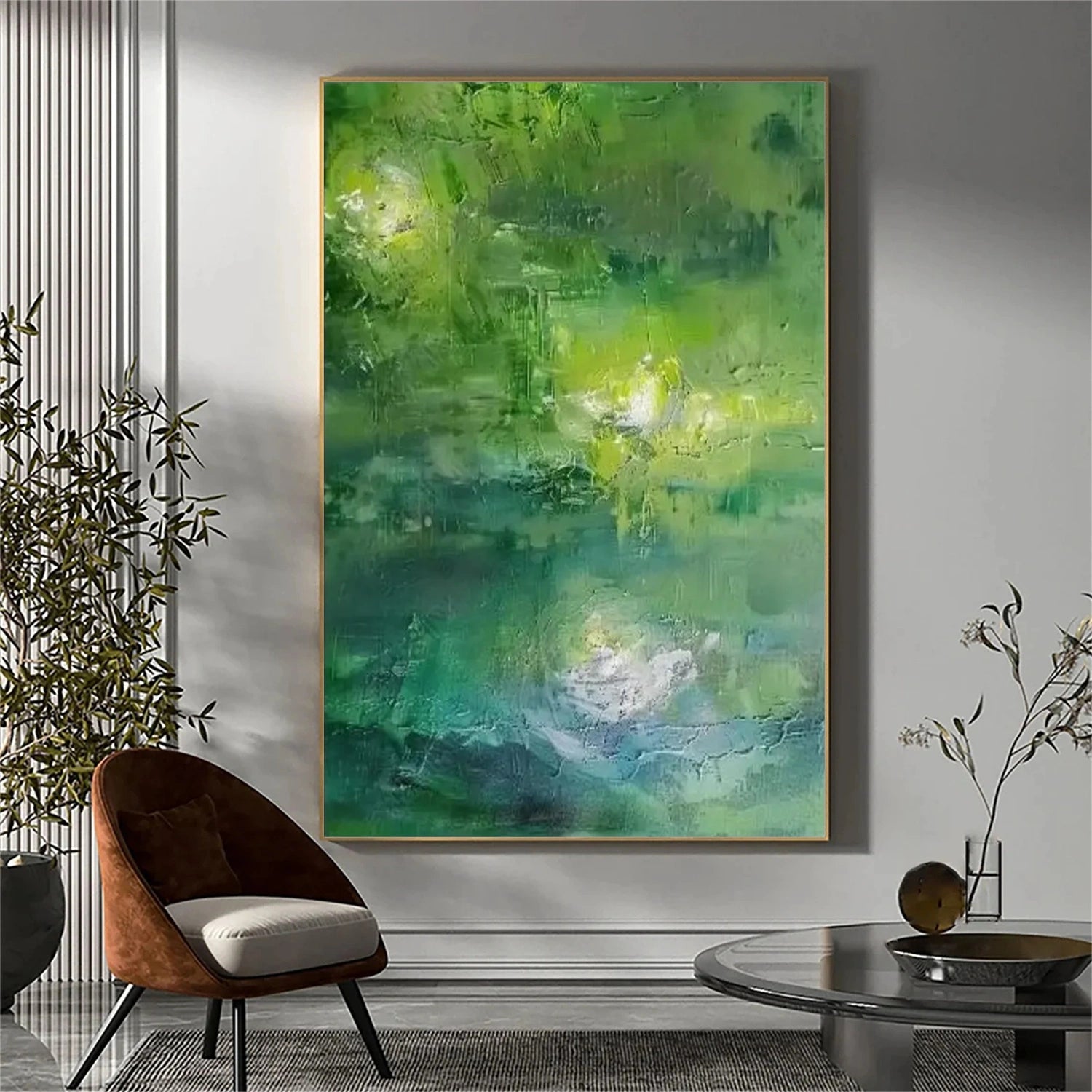 Modern Green Abstract Textured Wall Art Painting - Handmade Canvas Print for Living Room, Bedroom & Office Decor | #AB 468