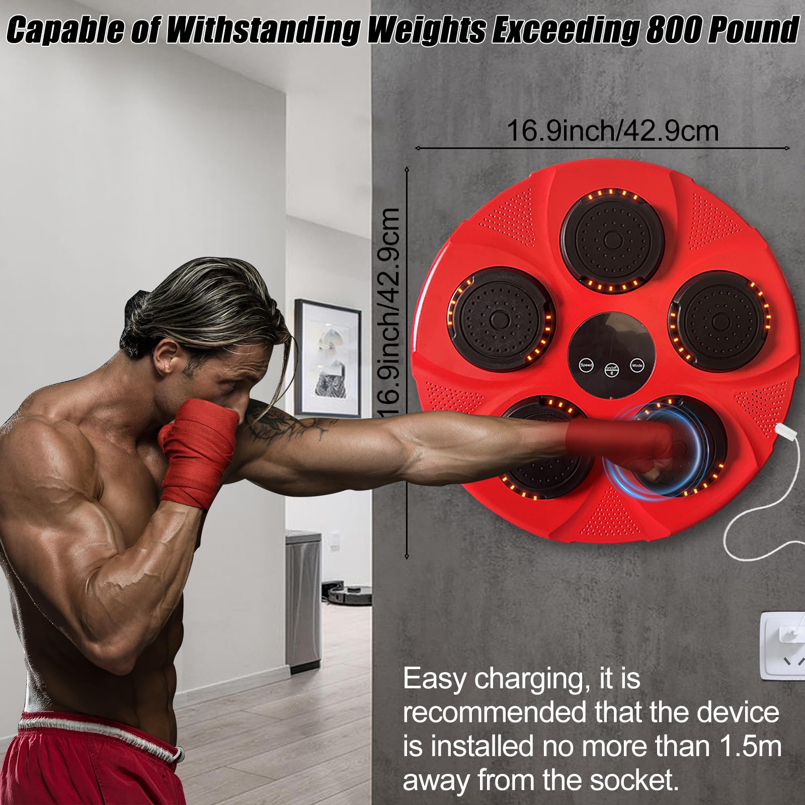 2024 Upgraded Smart Bluetooth Boxing Machine with Gloves & LED Display - Home Gym Fitness Equipment for Cardio, Strength Training & Stress Relief
