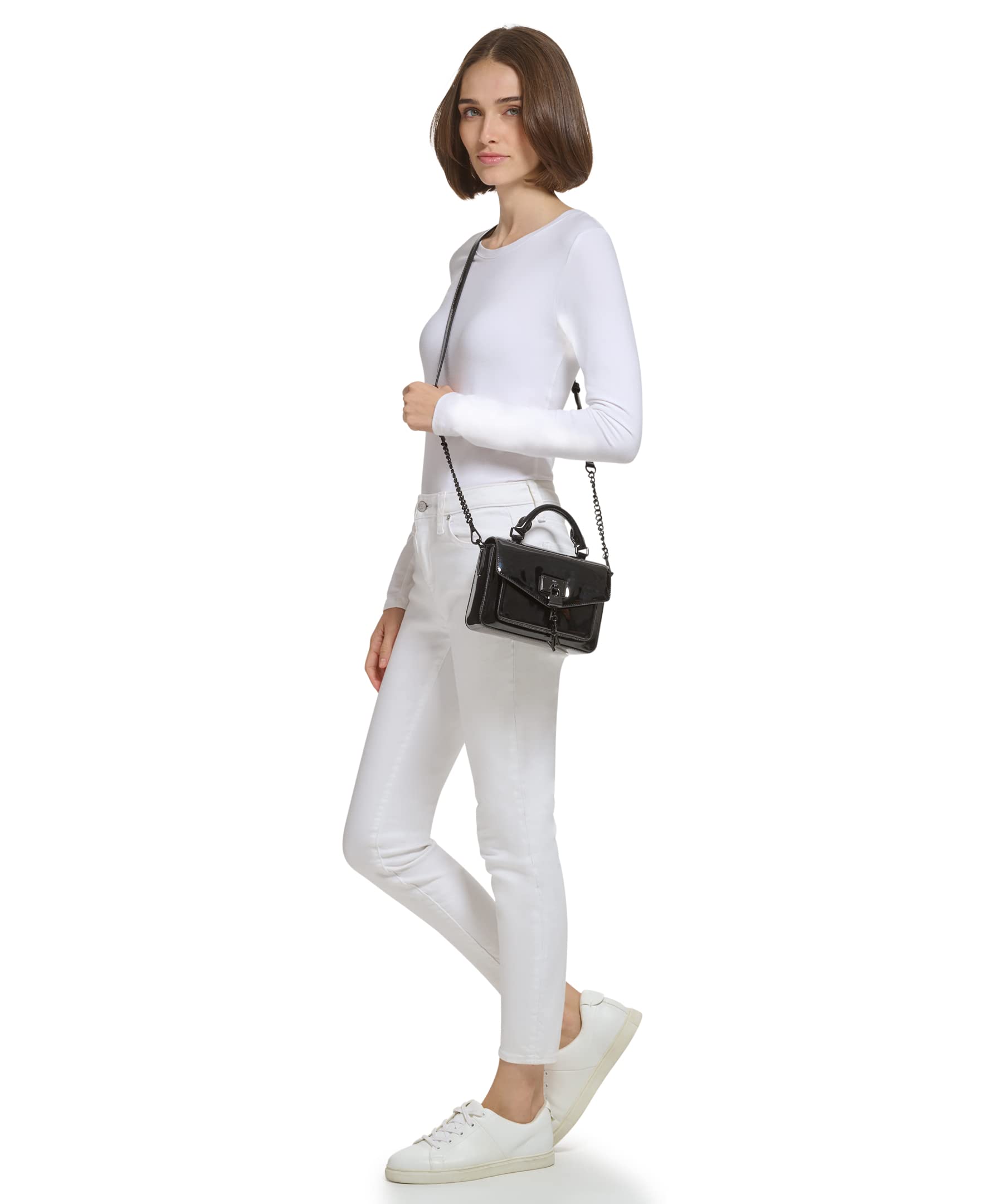 DKNY Elissa Small Satchel Handbag for Women - Stylish Crossbody Purse with Adjustable Strap, Perfect for Work, Travel & Everyday Use
