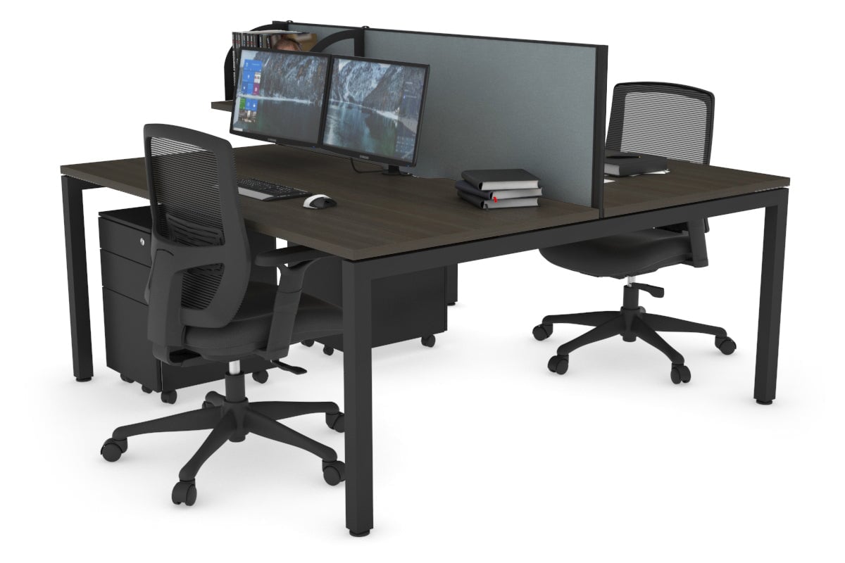 Quadro Square Legs 2 Person Office Workstation Desk - 1400L x 800W with Cable Management Scallop - Perfect for Shared Workspaces & Home Offices
