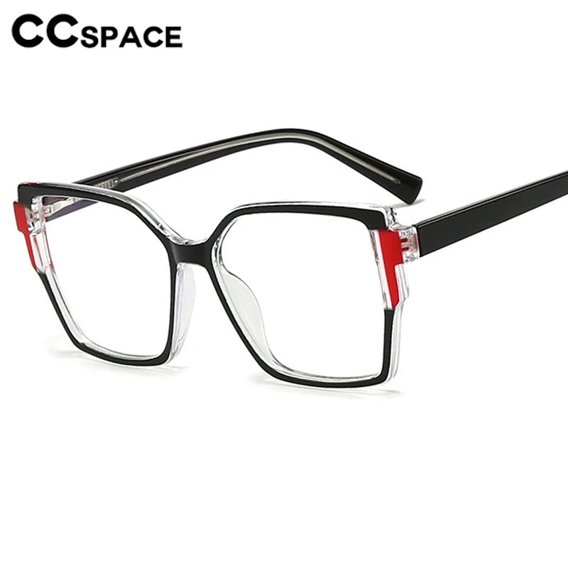 CCspace Women's Full Rim Square Cat Eye Polycarbonate Eyeglasses Frame 301332 - Stylish & Lightweight for Work, Reading & Fashion Accessories