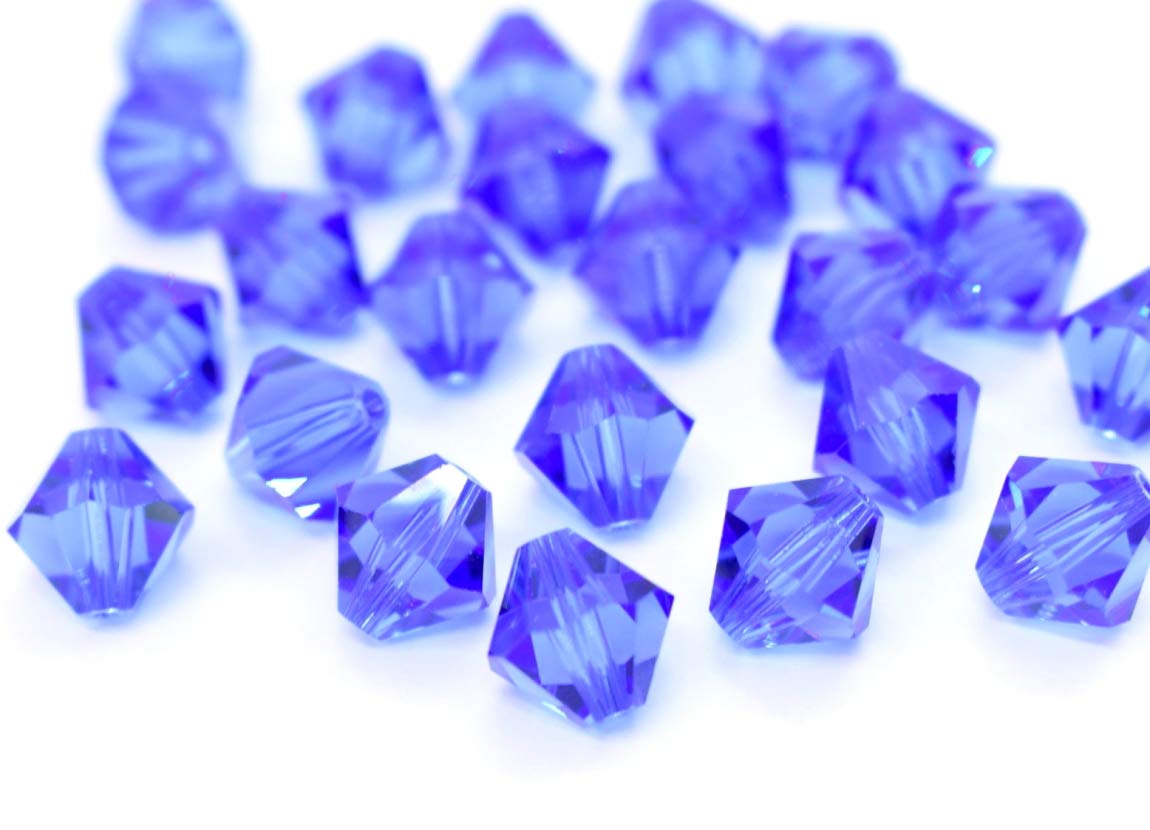 500pcs Authentic Preciosa 3mm (0.12 Inch) Small Faceted Bicone Crystal Loose Beads Sapphire Blue - Compatible with Swarovski 5301/5328 - DIY Jewelry Making Supplies - Perfect for Bracelets, Necklaces, Earrings & Craft Projects (Pre-B313)