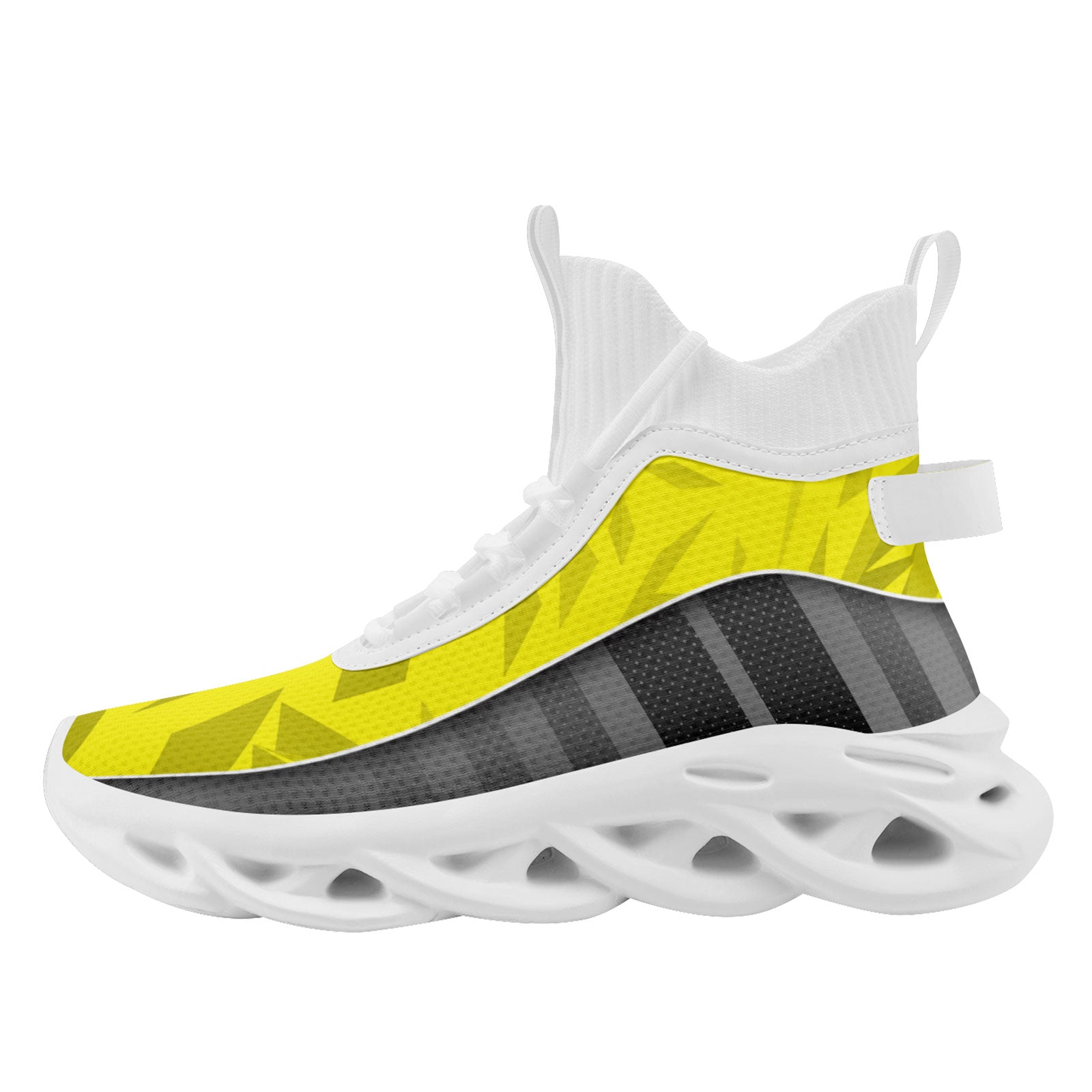 Custom Gray & Yellow Maxsoul Personalized Sneakers for Men & Women - Breathable Comfortable Walking Shoes FN029A D020158 Size 9 - Perfect for Gym, Running, Casual Wear & Street Fashion