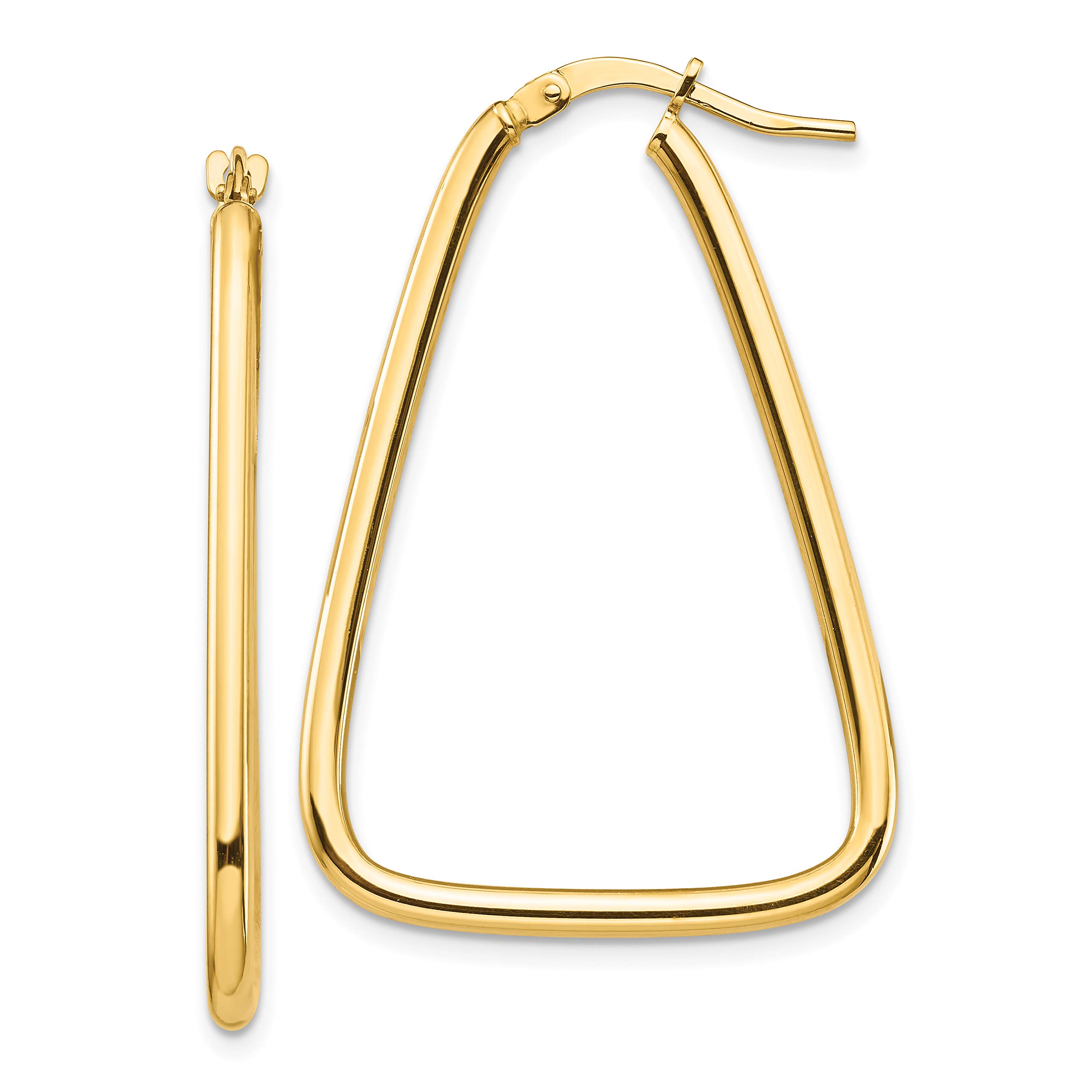 2mm Polished Triangle Dangle Hoop Earrings in Real 14k Gold – Elegant Geometric Jewelry for Women, Perfect for Parties, Weddings & Everyday Wear