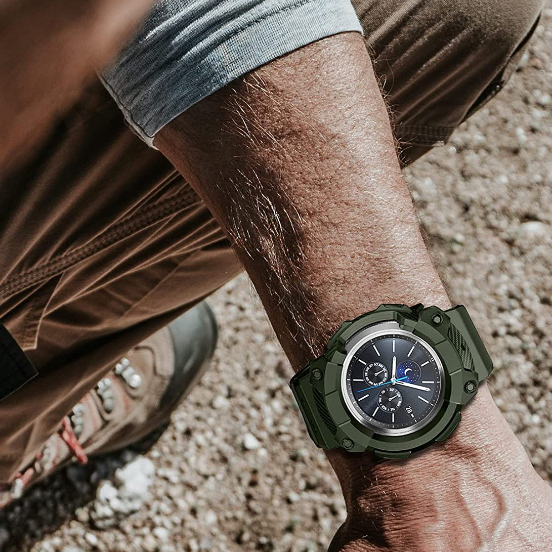 Samsung Galaxy Watch 3 45mm Case with Unicorn Beetle Pro Band - Dark Green Protective Cover for Running, Swimming & Outdoor Activities