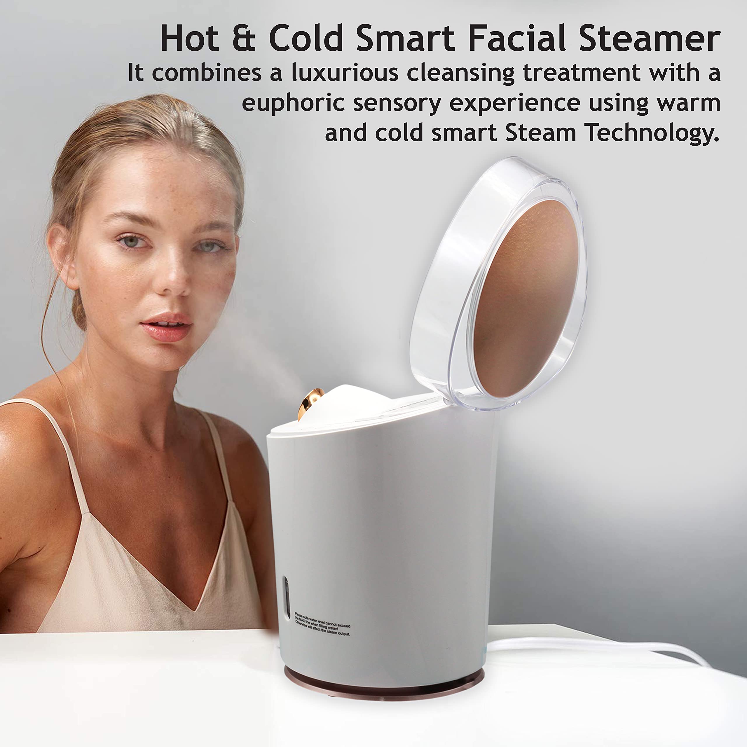 Professional 4-in-1 Nano Ionic Aromatherapy Facial Steamer - Hot & Cold Steam for Spa, Humidifier, Pore Cleansing & Blackhead Removal | Perfect for Home Spa, Salon Treatments & Skincare Routines