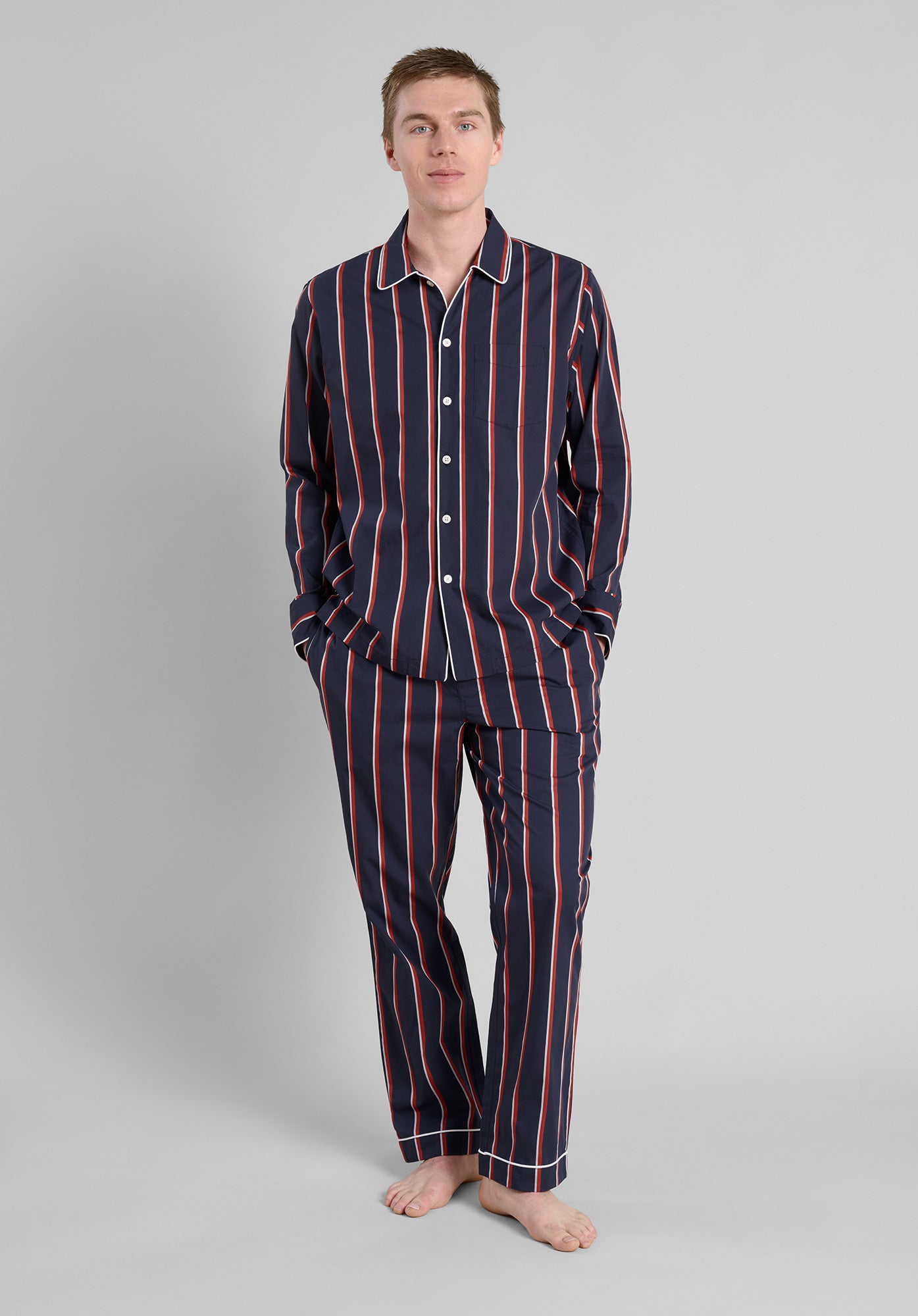 Henry Pajama Set in Marine Stripe - Soft Cotton Sleepwear for Men & Women - Perfect for Lounging, Sleeping & Relaxing at Home
