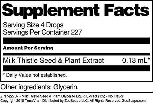 Organic Milk Thistle Seed & Plant Glycerite Liquid Extract (1:5 Ratio) - Alcohol-Free, Flavorless Herbal Supplement - 1 oz Bottle - Supports Liver Health & Detox - Perfect for Daily Wellness Routine & Natural Detox Programs