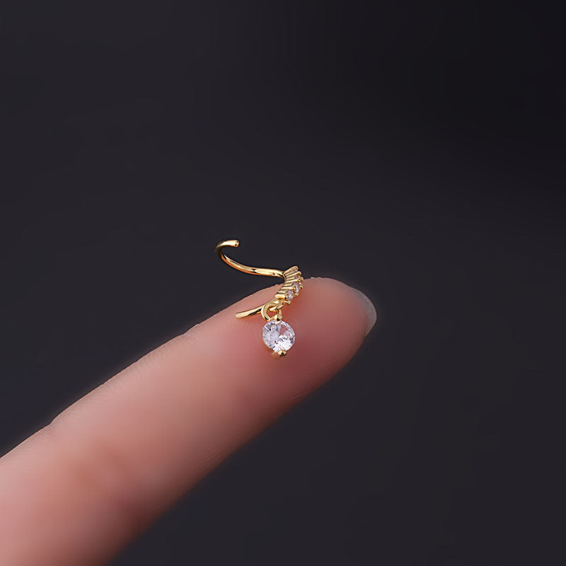 18K Gold Starfish Dangle Hoop Septum Ring - Elegant Nose Piercing Jewelry for Women | Perfect for Beach Parties, Summer Outfits & Boho Style Accessories