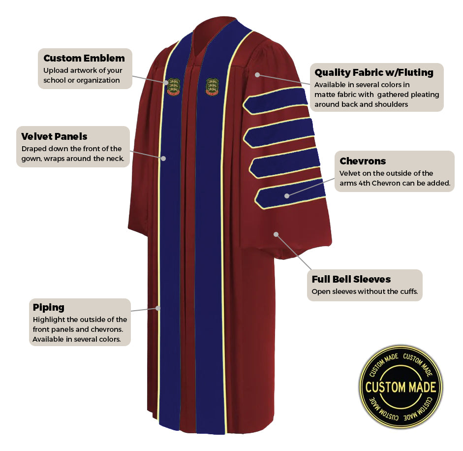 Custom Faculty Graduation Gown & Doctorate Regalia Set - Premium Academic Robes for PhD Graduation Ceremony - Perfect for Commencement, Convocation & Academic Events