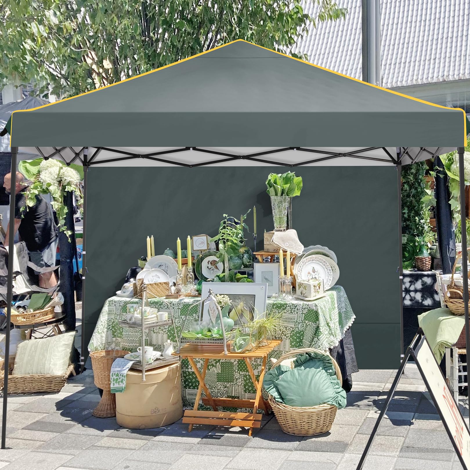 COBIZI 10x10 Pop Up Canopy Tent with 4 Sidewalls & Mesh Windows 2.0 - Waterproof Instant Gazebo for Outdoor Events, Parties, Exhibitions, Picnics - Includes Carry Bag, 4 Stakes & Ropes (Gray) - Perfect for Backyard BBQs, Farmers Markets, Beach Outings and Camping Trips