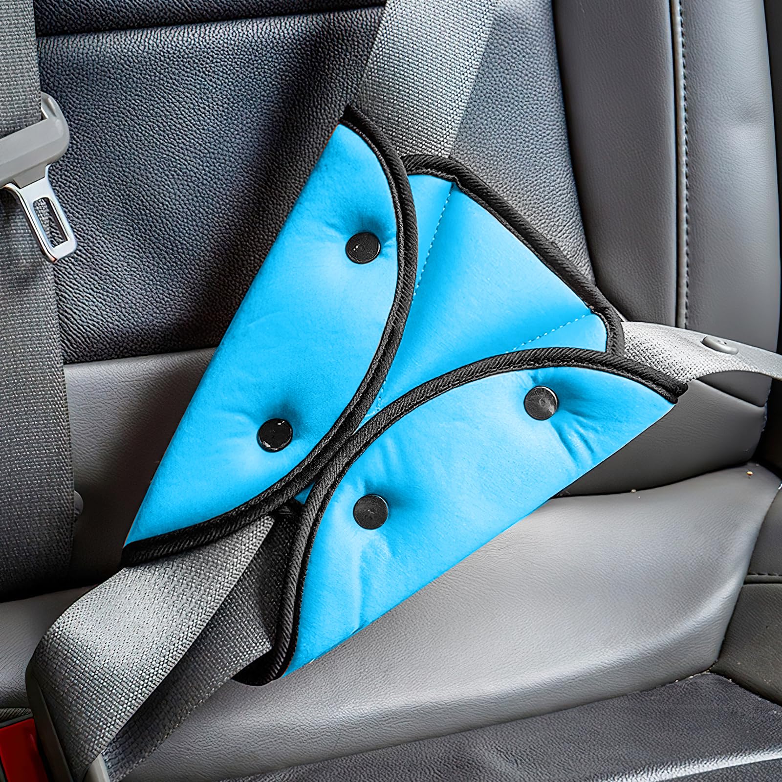 2 Pack Car Seat Belt Adjuster for Kids - Shoulder Pad & Triangle Positioner - Universal Fit for Baby, Toddler, Child & Adult - Soft Safety Belt Cover Protector (Purple & Blue) - Perfect for Road Trips & School Runs