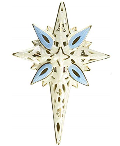 Lenox First Blessing Nativity Lit Porcelain Star with 24K Gold Accents - Christmas Tree Topper, Holiday Home Decor, Church Nativity Scene Display (New in Box, Lights Up)