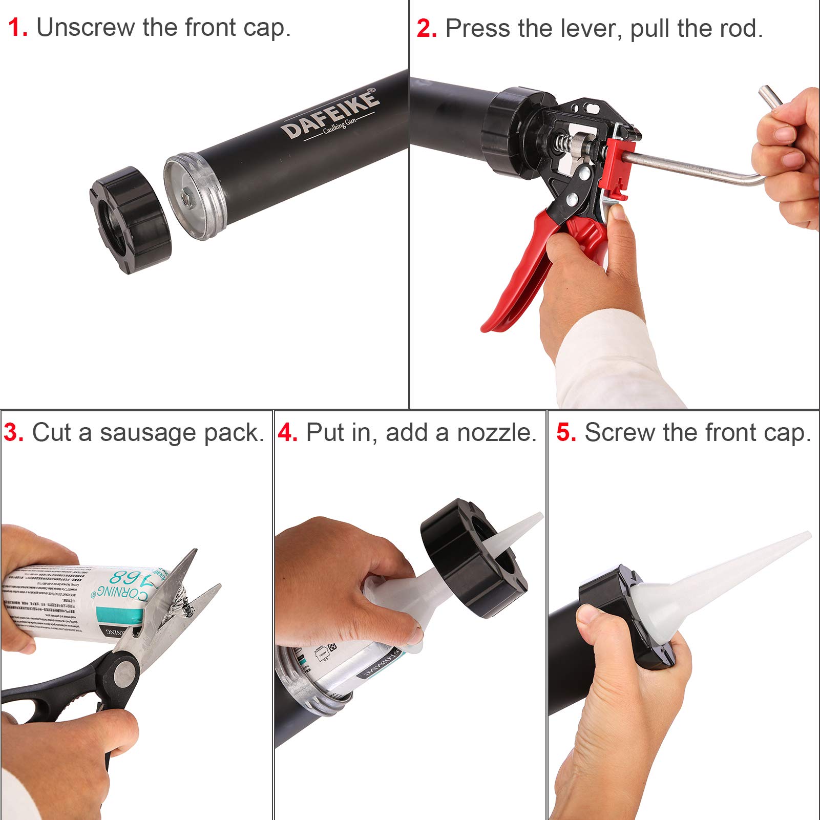 20 oz (600ml) Sausage Caulking Gun - Heavy Duty Manual Sealant Dispenser with 18:1 Thrust Ratio for Construction & DIY Projects - Perfect for Foil Pack Adhesives, Caulk Tubes & Sausage Sealants - Ideal for Home Repairs, Window Sealing & Plumbing Applications