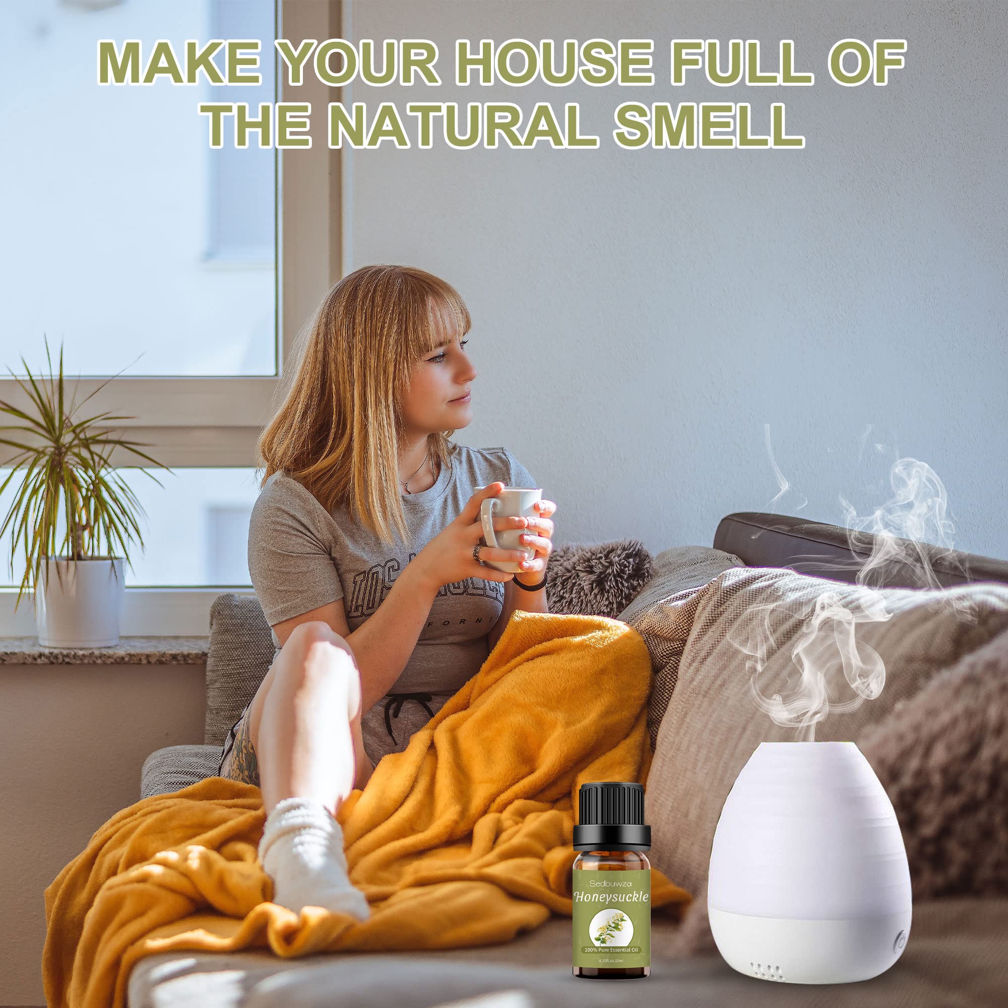 Pure Organic Honeysuckle Essential Oil for Aromatherapy - Natural Fragrance Oil for Diffusers, Humidifiers, Soap & Candle Making, Perfume DIY - Relaxing Scent for Home Spa, Yoga & Meditation