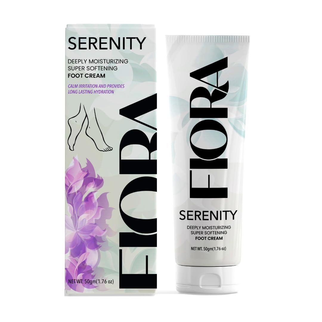 Fiora Serenity Cracked Heel Repair Cream - Intense Moisturizing & Healing Foot Balm for Dry, Rough Feet | Softens & Restores Comfort | Diabetic Safe Formula with Natural Ingredients | 50g | Perfect for Daily Foot Care, Post-Pedicure Treatment & Overnight Healing