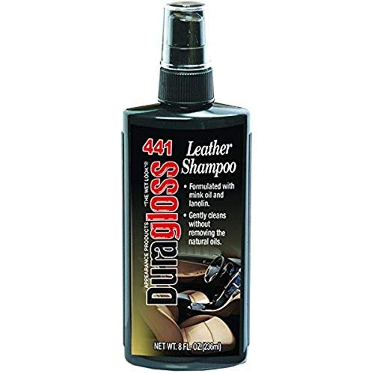 Duragloss 441 Clear Leather Shampoo - 8 oz | Gentle Cleaning for Car Seats, Furniture & Accessories | pH Balanced Leather Cleaner