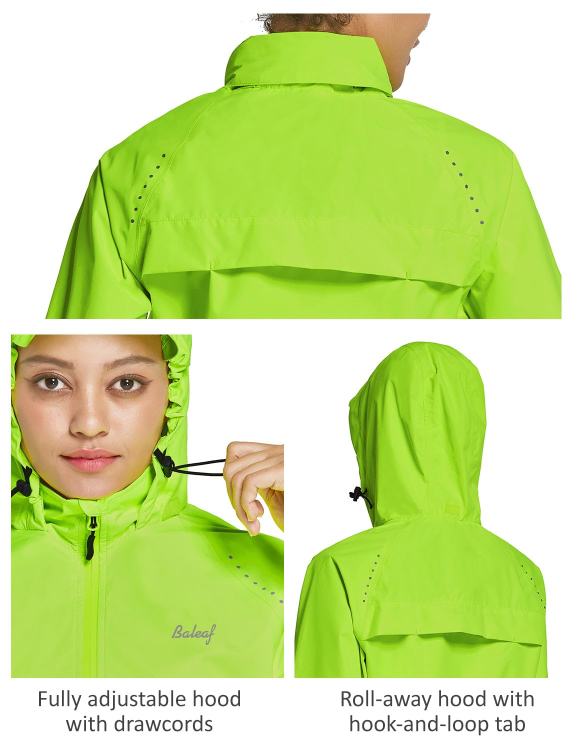 BALEAF Women's Waterproof Rain Jacket - Windproof Lightweight Running & Cycling Windbreaker with Reflective Hood - Packable for Hiking, Commuting & Outdoor Activities
