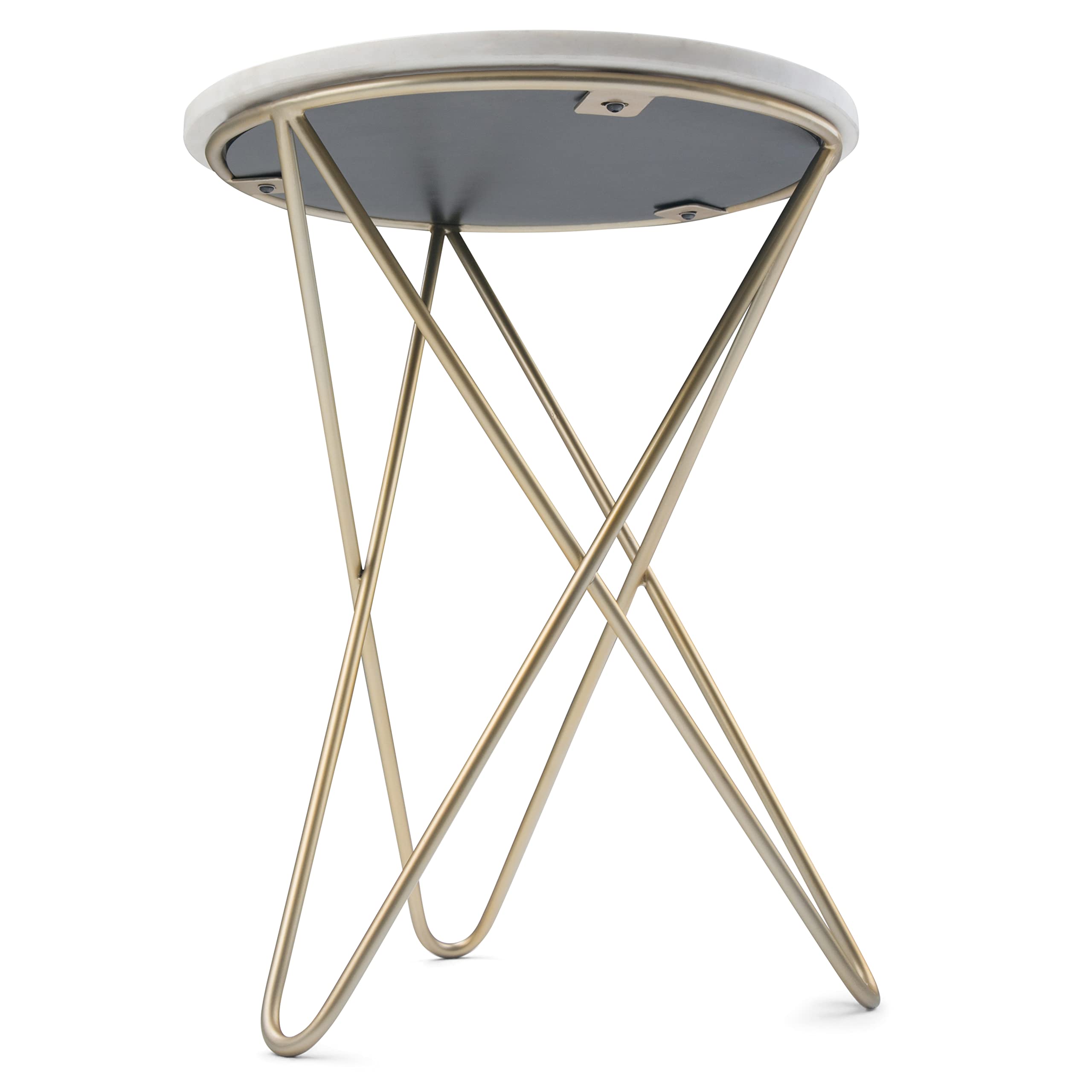 SIMPLIHOME Gabon Modern 18-inch Wide White & Gold Metal Accent Side Table - Nightstand for Living Room, Bedroom, Office | Small End Table for Sofa, Chair, Reading Nook