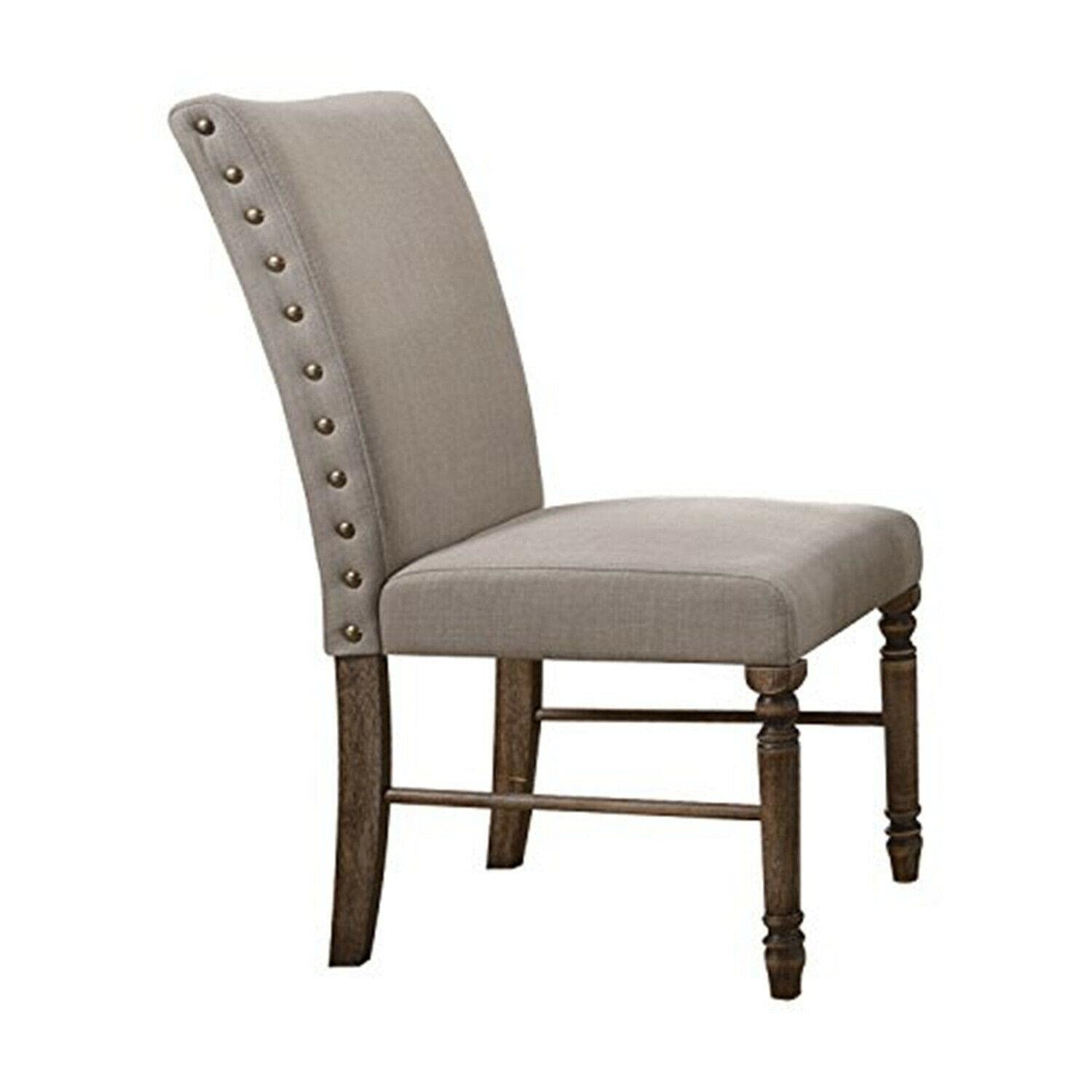 Modern Side Chair Set of 2 - Cream Fabric & Weathered Oak Dining Chairs for Kitchen, Dining Room, and Home Office - Stylish and Comfortable Seating Solution