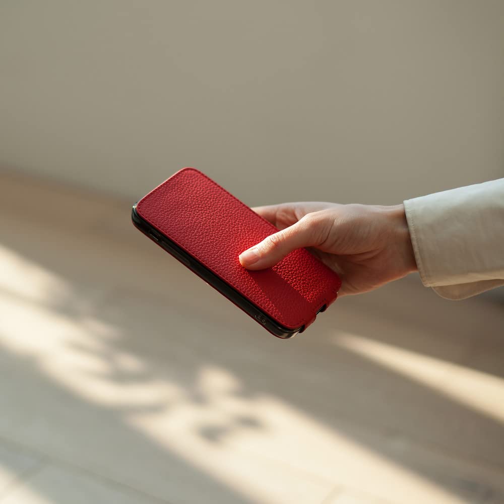 Premium Leather Wallet Case for iPhone 13 Pro Max - Magnetic Foldable Cover with Card Slots - Made in France - Red - Perfect for Travel, Business & Everyday Use