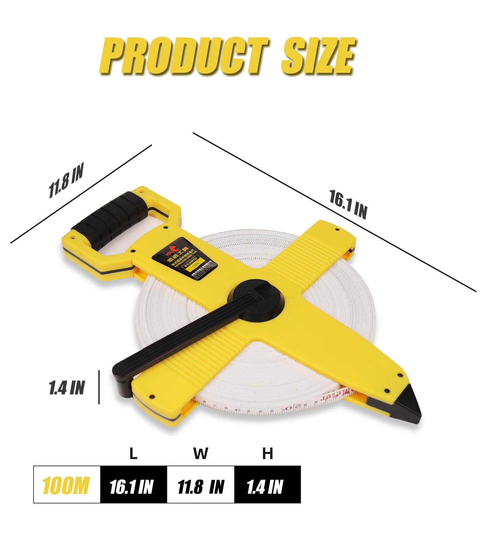 3X Speed 100M Fiberglass Tape Measure - for Construction & Landscaping
