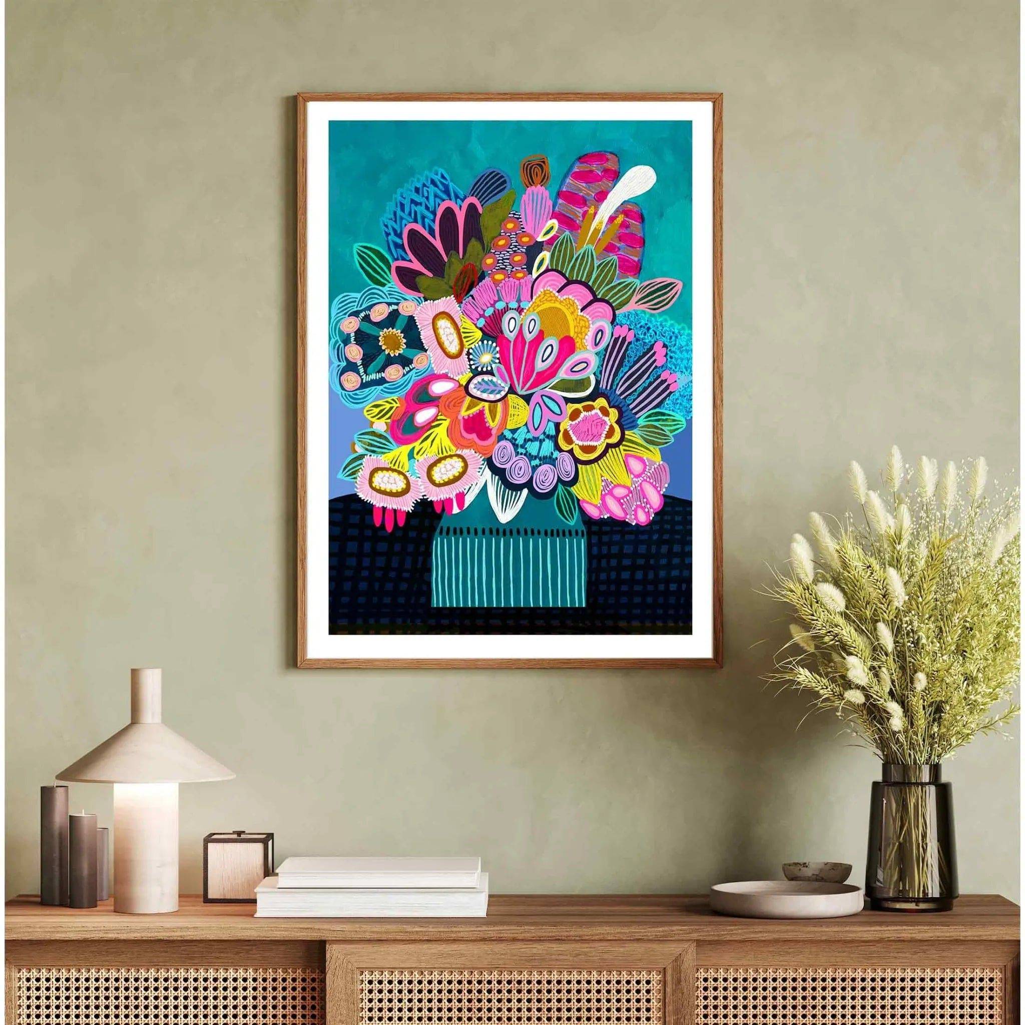 Botanica Stupenda Modern Wall Art Print - Framed Botanical Decor for Living Room, Bedroom & Office - Perfect Home Decor Gift Idea