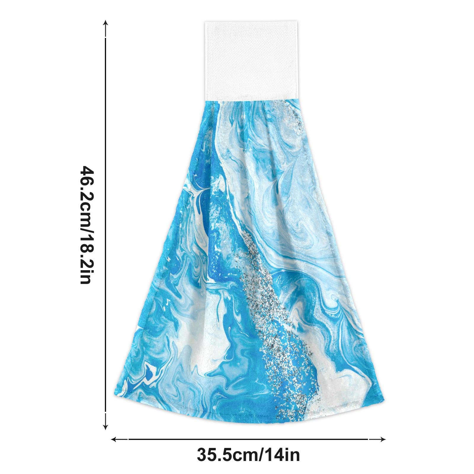 Premium Blue Marble Hand Towels Set of 2 - Ultra Soft Absorbent Bath & Kitchen Towels - Turquoise Teal Coral Fleece Washcloths for Bathroom, Dish Drying & Decorative Hanging - Perfect for Home, Spa & Gift Use