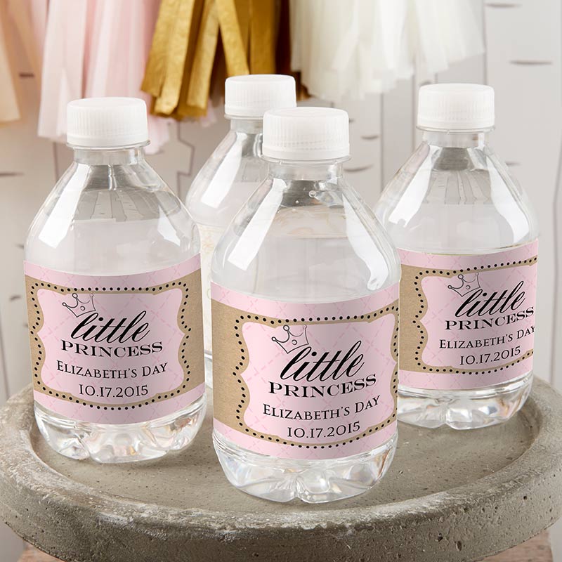 Custom Personalized Water Bottle Labels for Kids - Little Princess Design for School, Parties & Events
