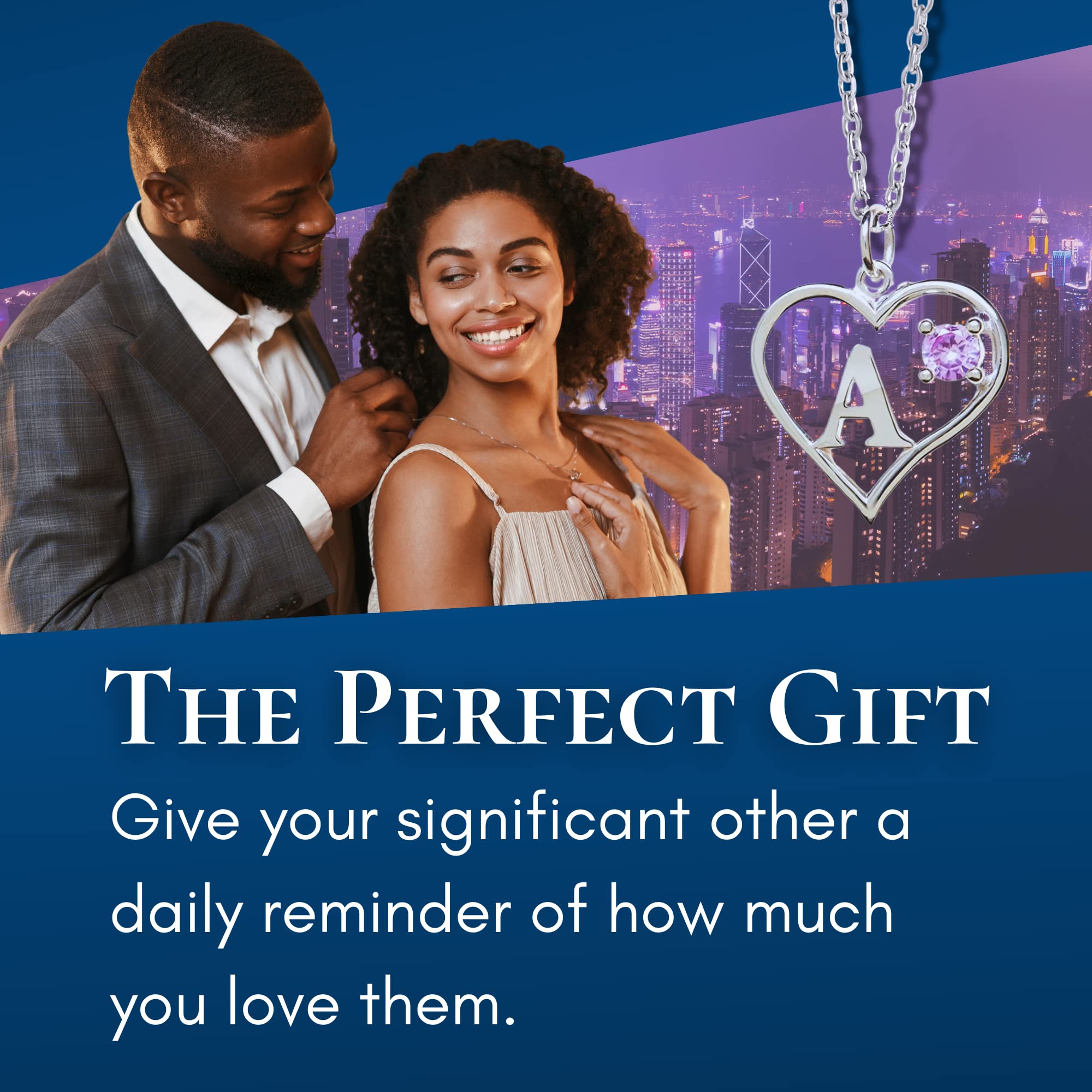 Personalized Sterling Silver Birthstone Pendant Necklace - Heart & Letter A Box Chain Statement Jewelry | Perfect Gift for Anniversary, Birthday & Mother's Day