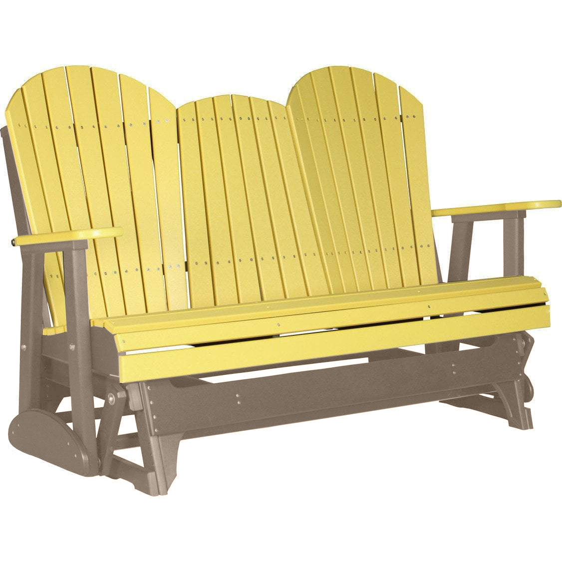 LuxCraft 5 ft. Yellow Recycled Plastic Adirondack Outdoor Glider Chair - Perfect for Patio, Garden, Poolside & Backyard Relaxation