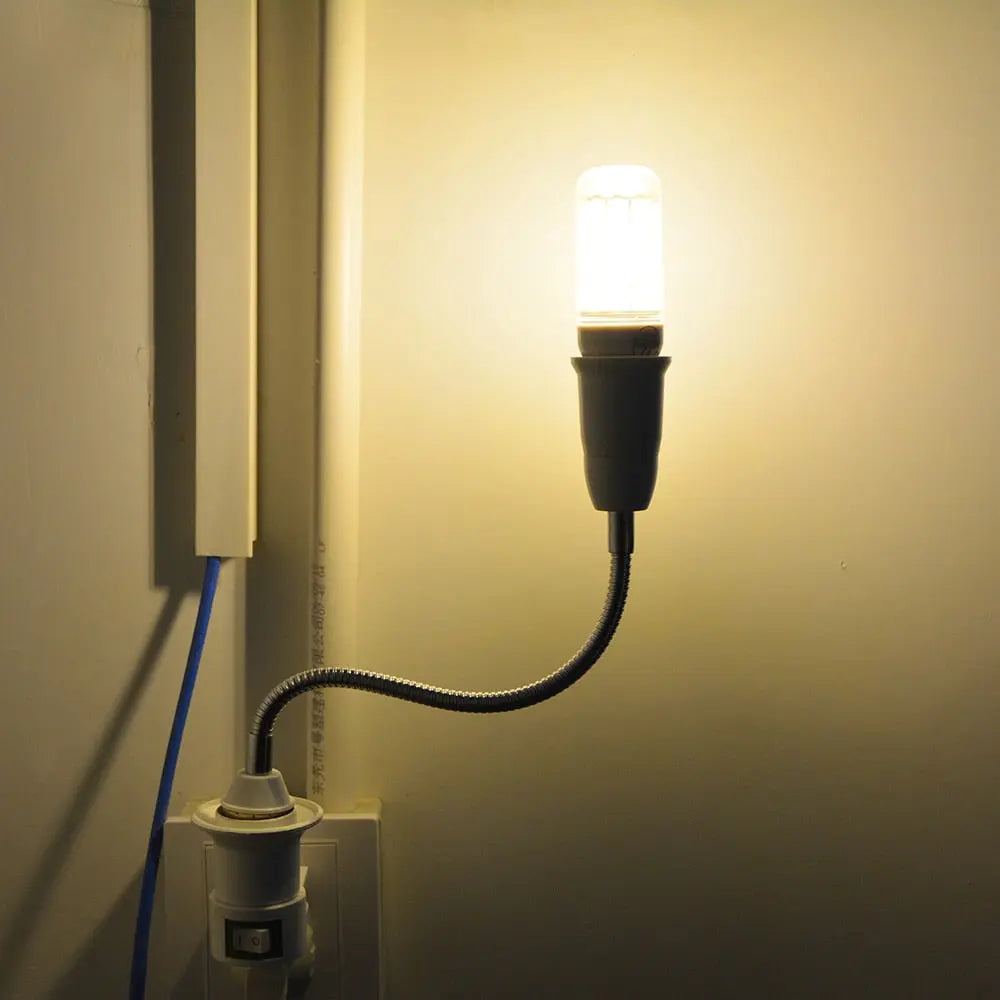 Flexible E27 Light Bulb Extender Adapter - 360° Adjustable Socket Extension for Hard-to-Reach Lamps & Fixtures - Perfect for Home, Office, and Workshop Lighting Solutions