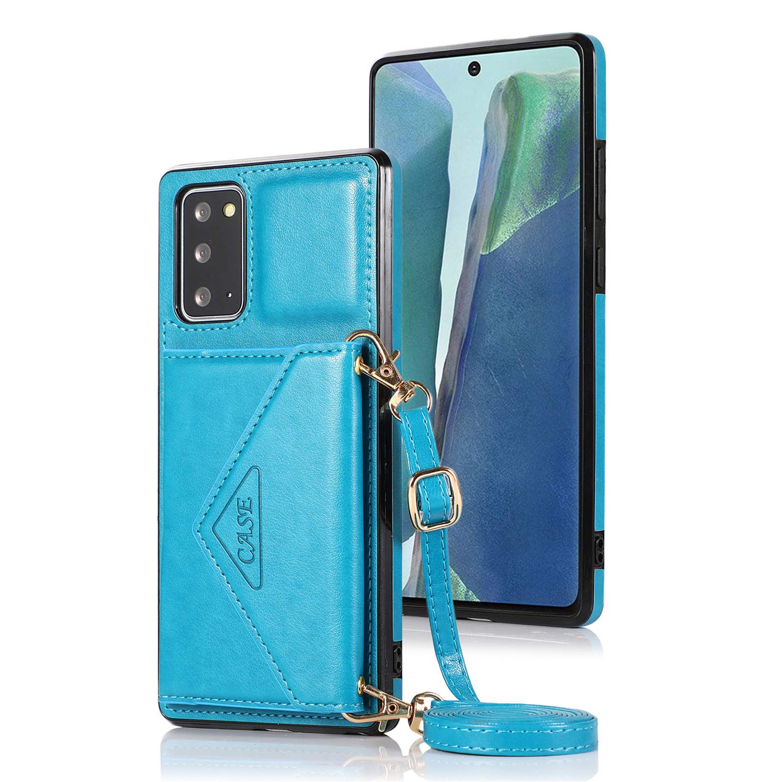 Leather Wallet Case for Samsung Galaxy S20 FE - Magnetic Flip Cover with Card Holder, Wrist Strap & Kickstand | Shockproof Protective Phone Case (Blue) | Perfect for Travel, Work & Everyday Use
