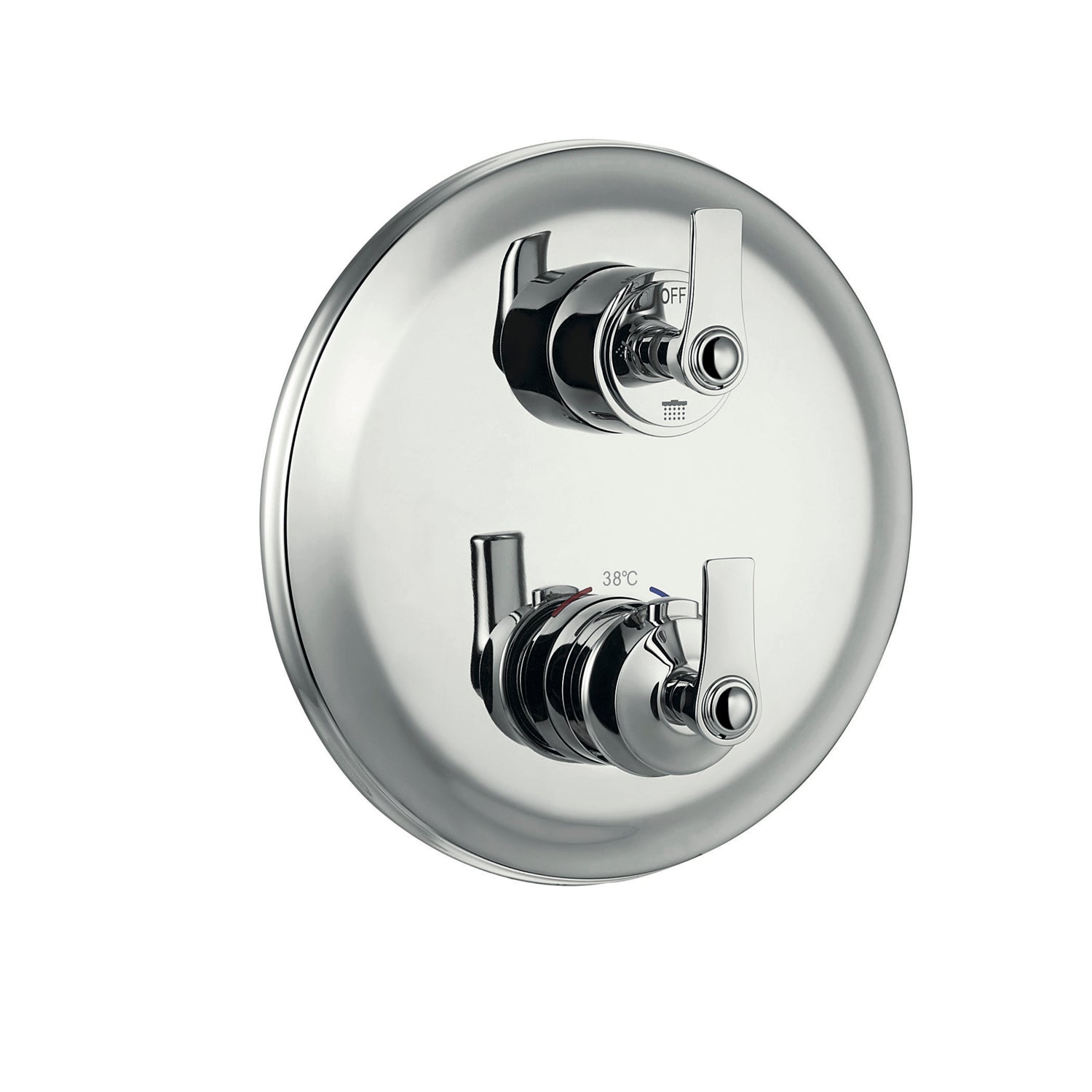 DAX 79909 CR Round Shower Single Valve Trim with Temperature Control - Brass Body & Chrome Finish for Bathroom & Spa | Perfect for Modern Home Renovation & Luxury Shower Experience
