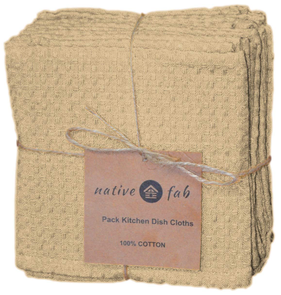 Premium 12-Pack Cotton Kitchen Dish Cloths - 12x12 Inch Super Absorbent & Washable Dish Towels for Restaurant, Bar, and Home Use - Ideal for Cleaning, Drying Dishes, and Multi-Purpose Kitchen Tasks (Beige)