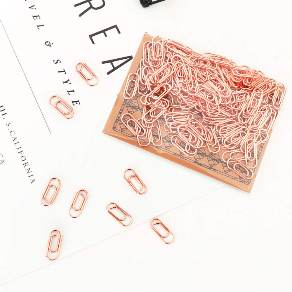 Mini Rose Gold Paper Clips 50pcs - 15mm Small Metal Office Clips for Organizing Documents, School Supplies & Bookmarking - Elegant Stationery Accessories for Office, Home & Classroom Use