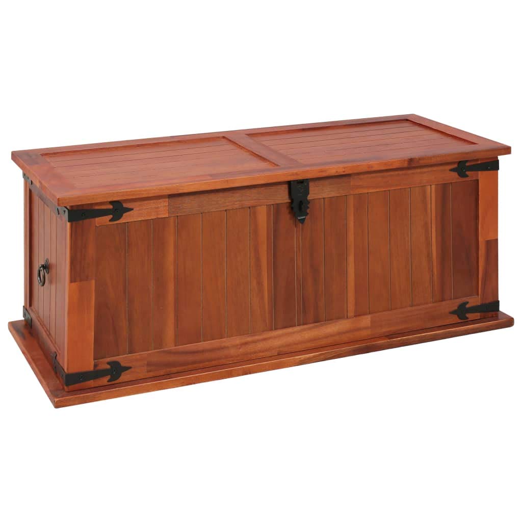 FurturHome Rustic Wooden Storage Chest Box - Acacia Wood Blanket Toy Trunk with Handles for Bedroom, Closet & Home Organization (35.4