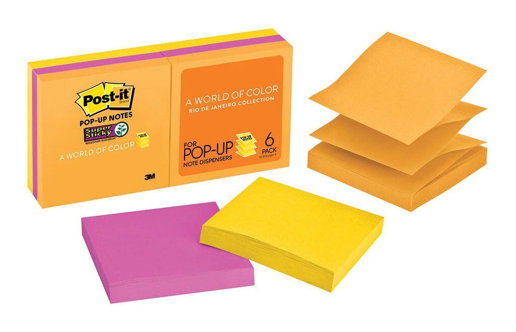 3M Sticky Pop-Up Post-It Note Refill 76x76mm, 6-Pack (R330 6SSUC) - Perfect for Office, School & Home Organization