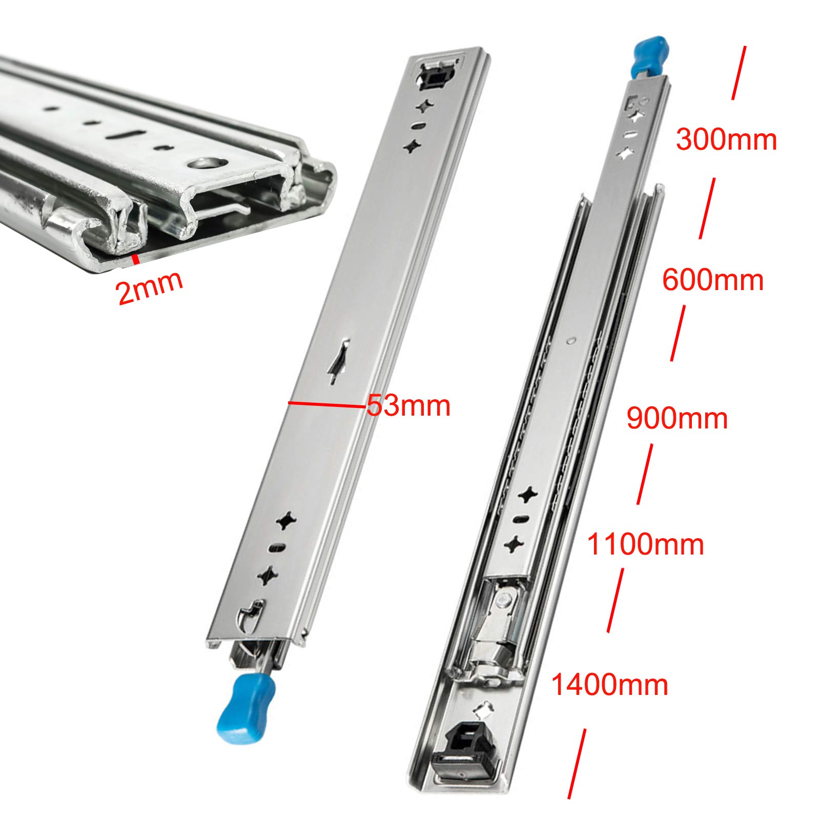 2-Pack Heavy Duty Ball Bearing Drawer Slides - 3-Fold Full Extension Glides with 240lb Weight Capacity | Perfect for Kitchen Cabinets, Office Furniture & DIY Storage Solutions