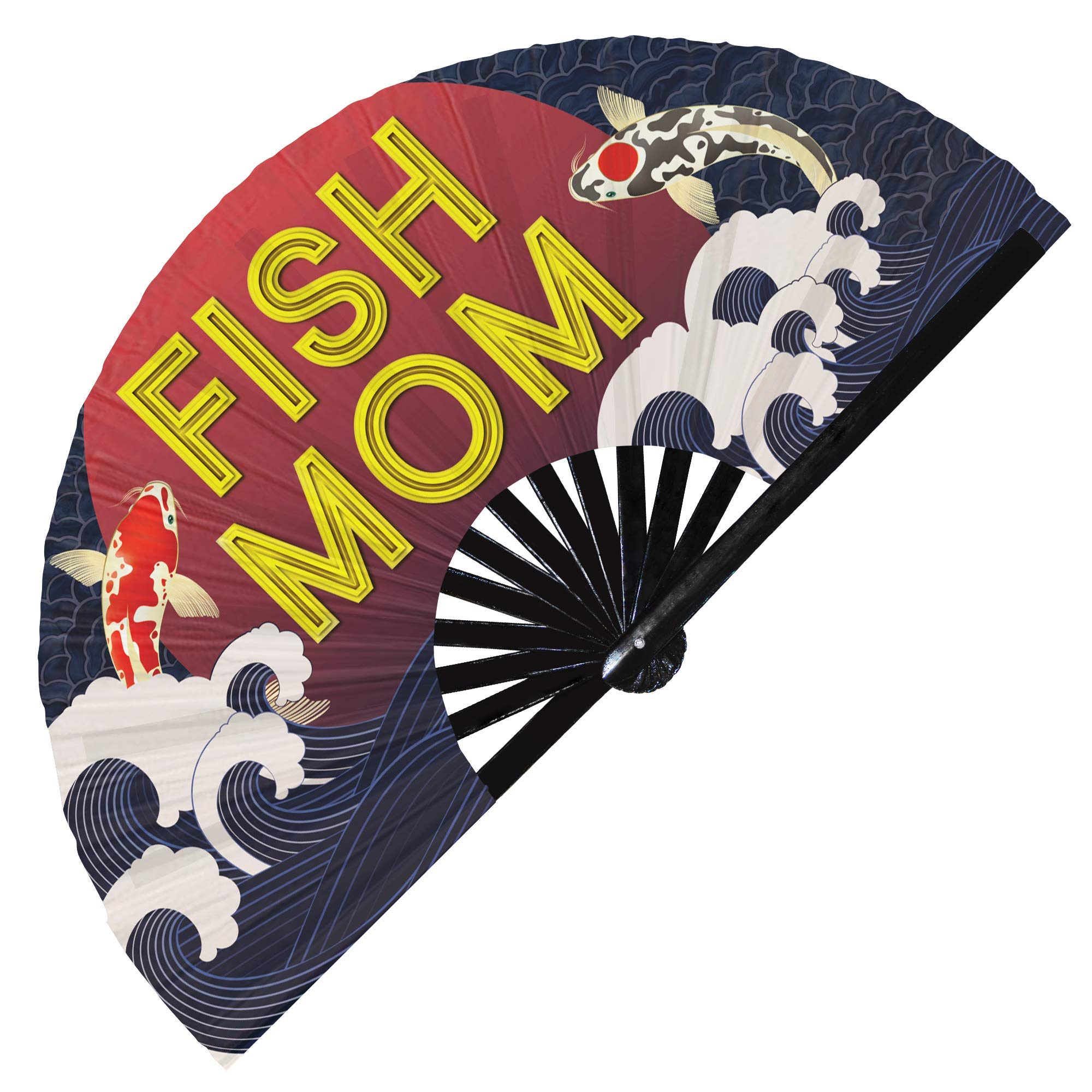 UV Glow Hand Fan for Fish Lovers - Koi Fish Design Folding Handheld Fan - Perfect Gift for Fish Moms, Pet Owners & Aquatic Enthusiasts (Style 9) - Great for Summer Outdoor Events, Aquarium Visits & Fish-Themed Parties
