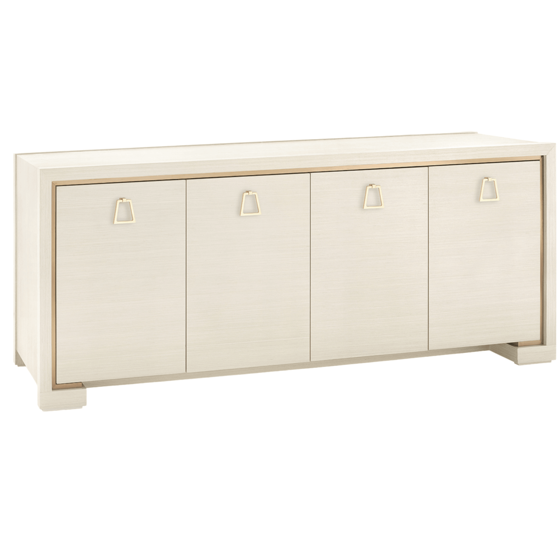 Blake Four Door Cabinet in Blanched Oak - Customizable Pull Options for Living Room, Bedroom & Office Storage