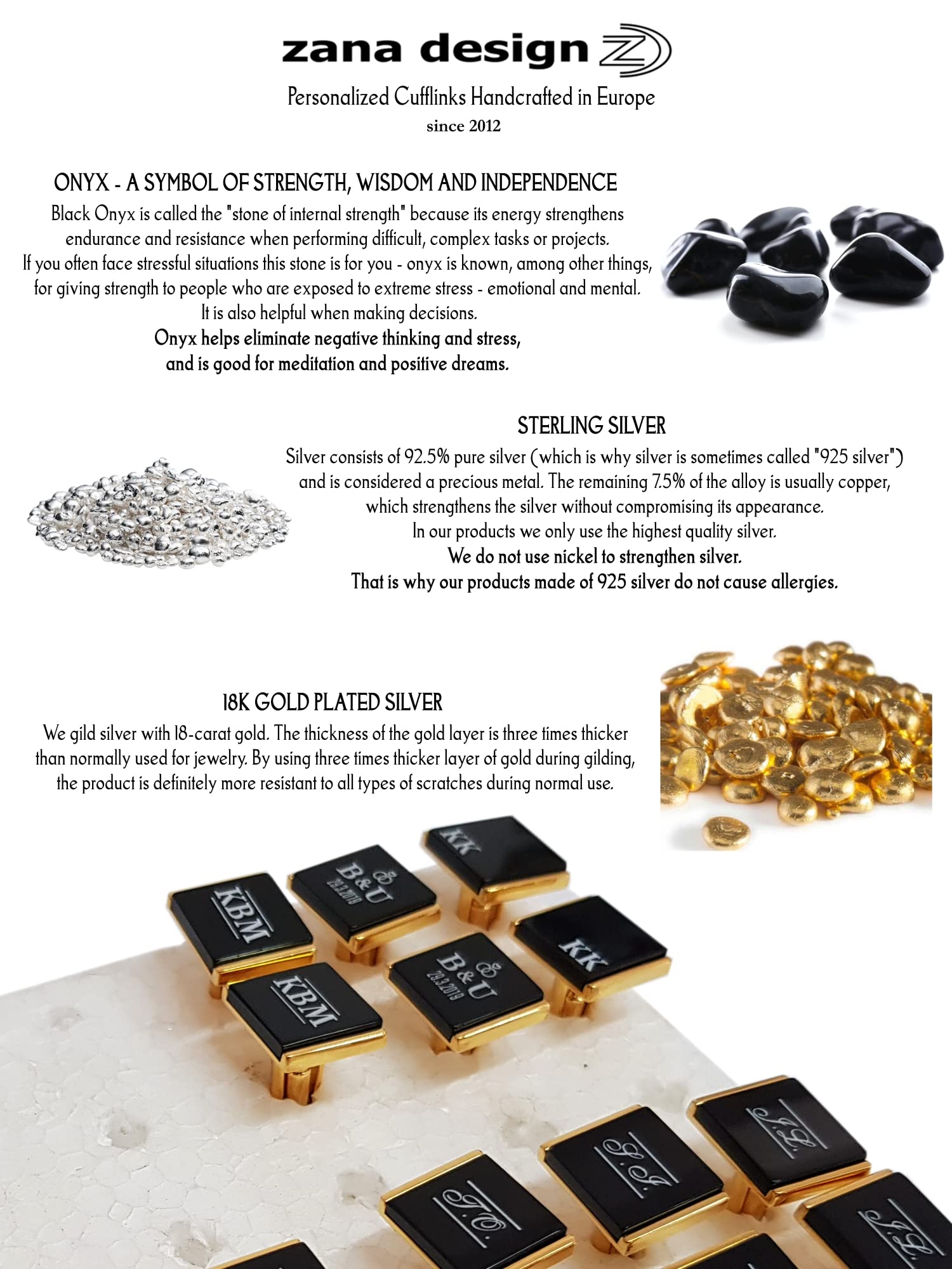 Personalized Initial Date Gold Cufflinks for Men - Custom Engraved Black & Gold Onyx Cufflinks - Unique Anniversary & Birthday Gifts for Husband - Perfect for Weddings, Promotions & Formal Events