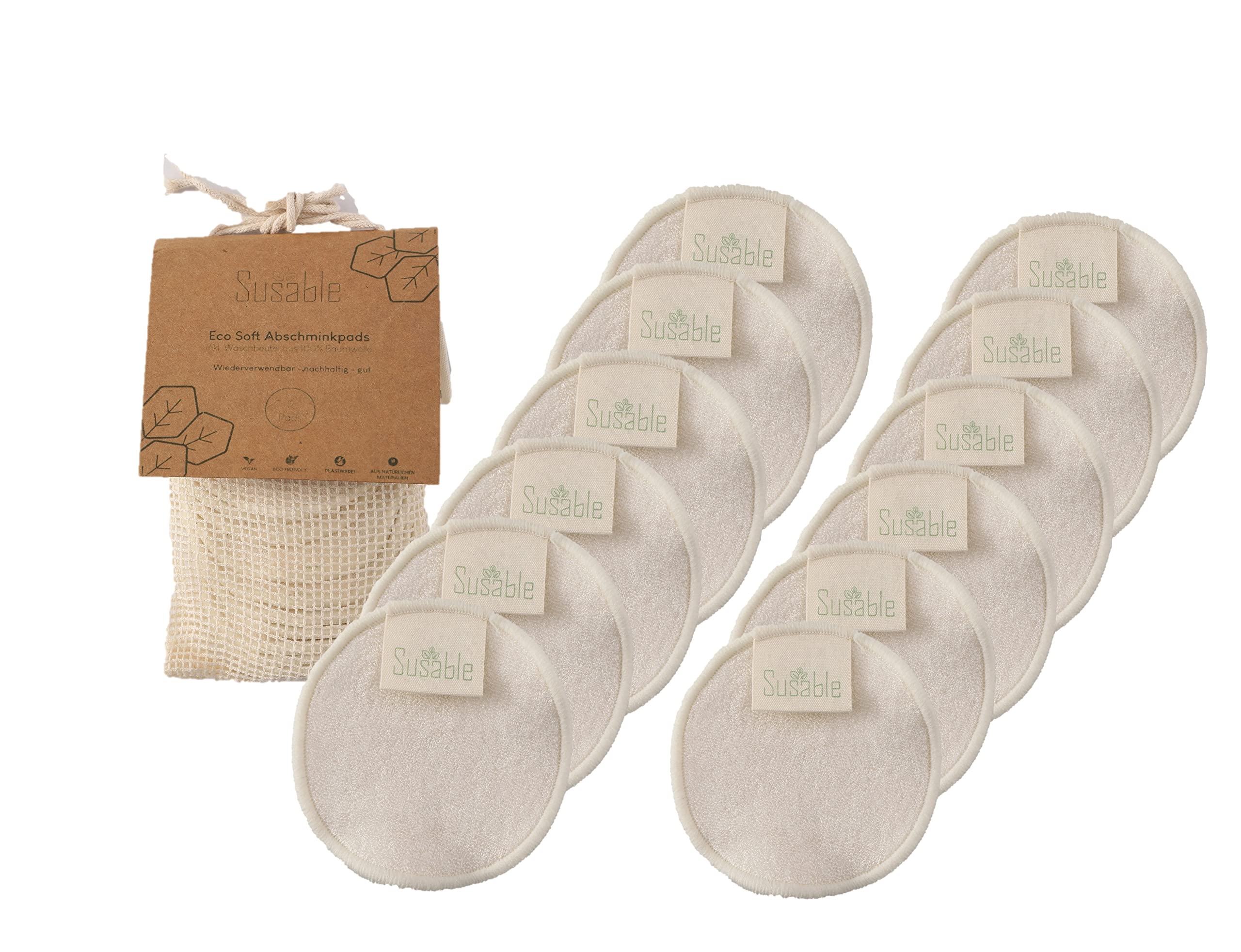 Reusable Organic Cotton Makeup Pads - Set of 12 Eco-Friendly Facial Cleansing Rounds for Makeup Removal & Skincare | Perfect for Daily Face Wash, Travel & Sustainable Beauty Routine