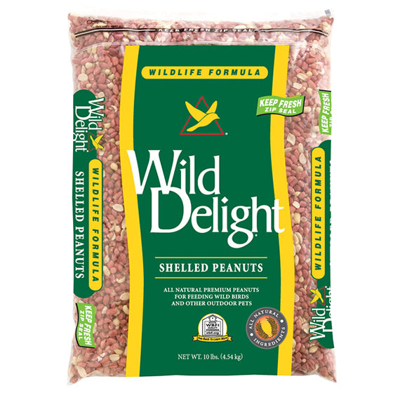 Wild Delight Shelled Peanuts for Wild Birds - Premium 10 lb Bag of High-Energy Bird Seed - Attract Cardinals, Blue Jays & Woodpeckers to Your Backyard Feeder