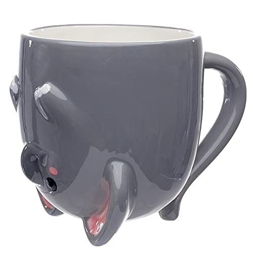 Cutiemals Elephant Upside Down Ceramic Mug - 12oz Funny Novelty Coffee Cup for Tea & Hot Drinks - Perfect Gift for Elephant Lovers & Office Use