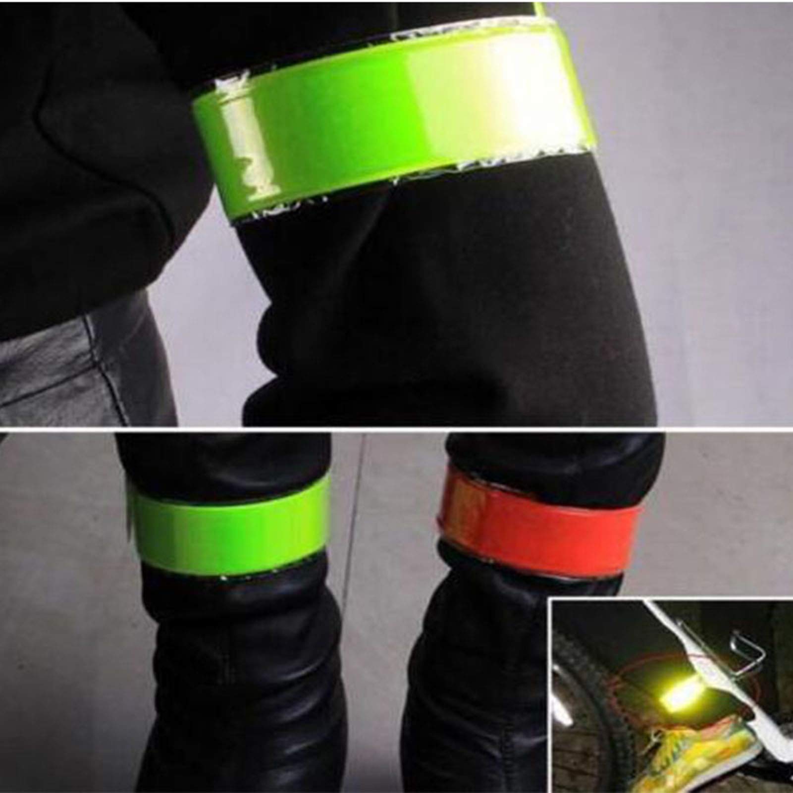 High Visibility Reflective Leg Bands for Running, Cycling & Fishing - Adjustable Safety Strap for Pants - Silver Bike Accessories for Nighttime Outdoor Activities